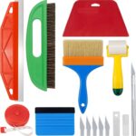 Tapetenwerkzeuge Set Tapete Glätten Werkzeug mit Nahtroller Tapezierbürste Rakel Tapezieren Schneidwerkzeug Maßband Bürsten für Tapetenkleister Fensterfolie