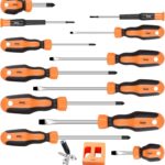Sinoer Magnetischer Schraubendreher-Satz mit Kreuz-, Flach- und Torx-Schraubendrehern, aus Chrom Vanadium-Stahl, 13-teiliges Set