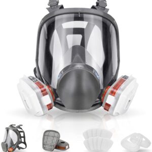 Vollschutzmaske Atemschutz Atemschutzmaske Wiederverwendbar Schutzmaske mit Aktivkohle Filter für Malerei schützt vor Gas, Farbe, Staub, Chemikalien und anderem Arbeitsschutz