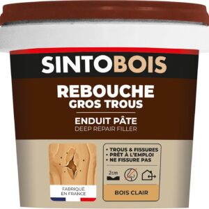 SINTO Holzkitt für große Löcher und Risse Heller Holzton - 500 g - Einfach und gebrauchsfertig - Hervorragende Haftung - Schnelltrocknend - Bildet keine Risse