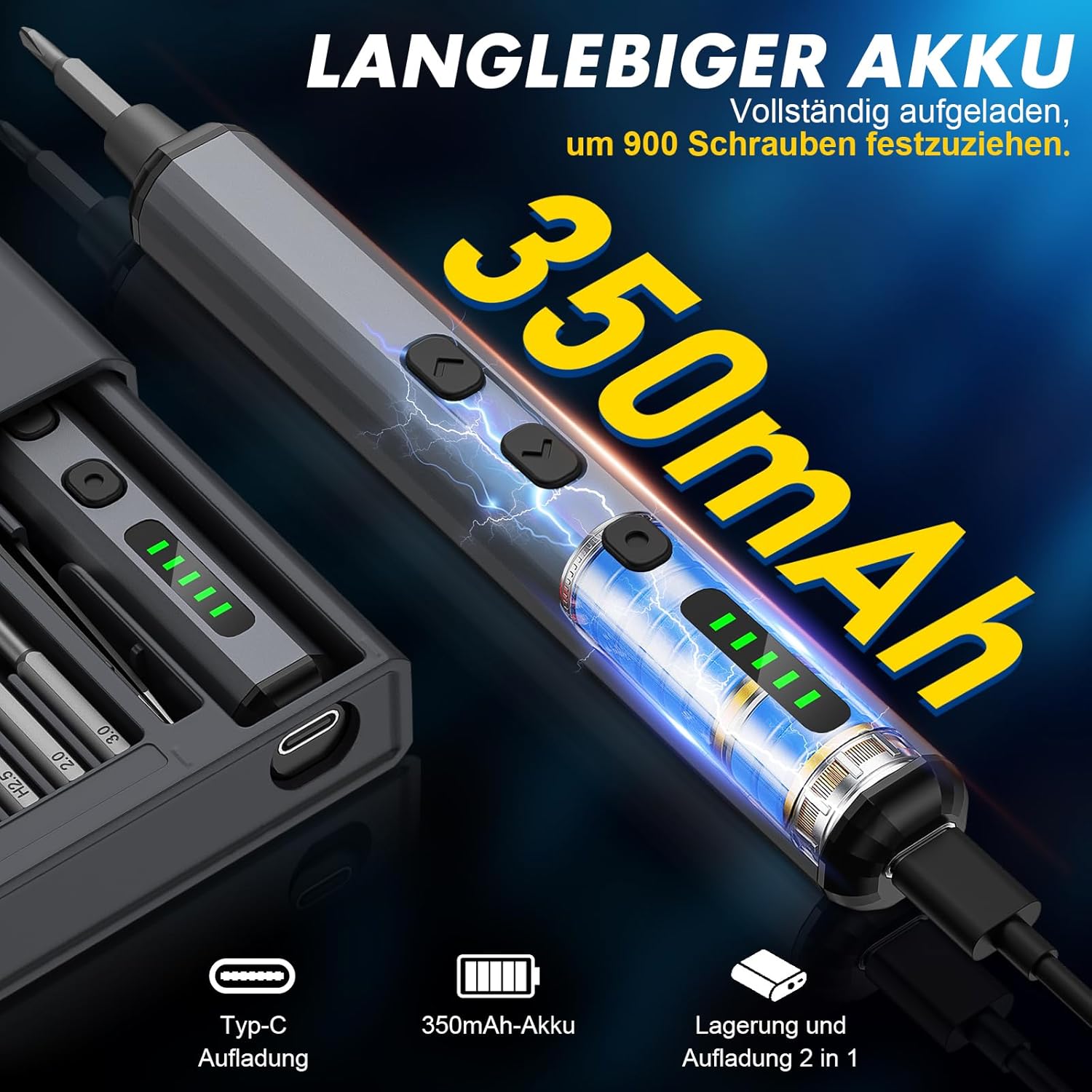 Mini Elektrisch Schraubendreher Set - 72 in 1 Präzisions Electric Screwdriver - Akku Schraubendreher mit 5 Gänge Magnetish Elektro Schraubendreher für Brillen, Uhrm, Handy, Laptop Reparatur – Bild 4