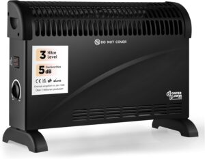 DONYER POWER Konvektor-Heizkörper 2000W Raumheizung mit einstellbarem Thermostat Schwarz