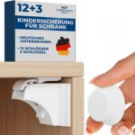 Hoffenbach Magnetische Kindersicherung 12 Schlösser + 3 Schlüssel – Schranksicherung & Schubladensicherung ohne Bohren – Unsichtbarer Magnetverschluss – Weiß