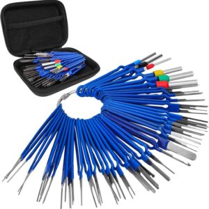 Auto Entriegelungswerkzeug Auspinwerkzeug, 41 Stück Werkzeug zum Entfernen von Kabelsteckern, Demontagestift, Terminal Entfernung Werkzeugsatz für Flache runde Steckerkontakte Schlüsselwerkzeuge(Blau)
