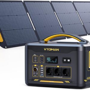 VTOMAN Jump 2200 Tragbare Powerstation mit 200W Solarpanel - 2200W/1548Wh LiFePO4 Batterie Solar Stromgenerator, Erweiterbare Kapazität auf 3096Wh für Camping, Reisen, Wohnmobil, Stromausfälle