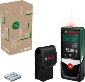 Bosch Laserentfernungsmesser AdvancedDistance 50 C (Distanz bis 50 m präzise messen, Touch-Display, Messfunktionen mit integrierter Hilfe)