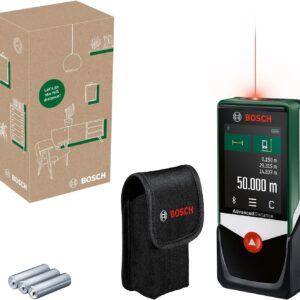 Bosch Laserentfernungsmesser AdvancedDistance 50 C (Distanz bis 50 m präzise messen, Touch-Display, Messfunktionen mit integrierter Hilfe)