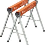 BORA Arbeitsböcke mit robustem Stahlrahmen, Arbeitsbock 2er set. Unterstellblock mit Metallbeine und 2x4 Halterung - PM-3350T