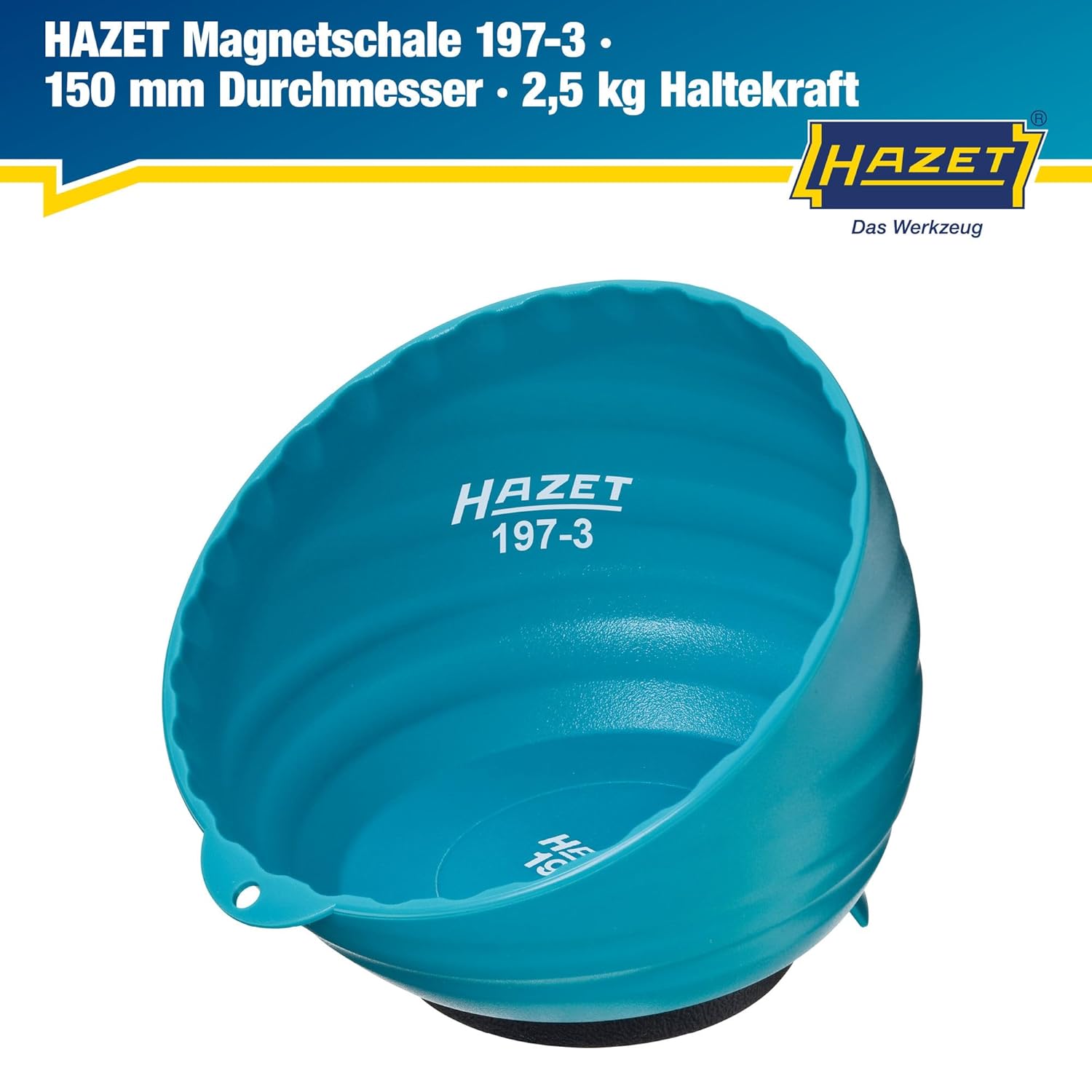 HAZET Magnetschale 197-3, 150 mm Durchmesser, aus leichtem Kunststoff mit robustem, starken Magnet - besonders praktisch zur Aufbewahrung von Kleinteilen wie Schrauben – Bild 2