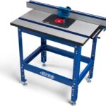 Kreg robuster Präzisions Frästischsystem PRS1045, bestehend aus Untergestell, Frästischplatte, Einlegeplatte und Fräsanschlag - höhenverstellbar