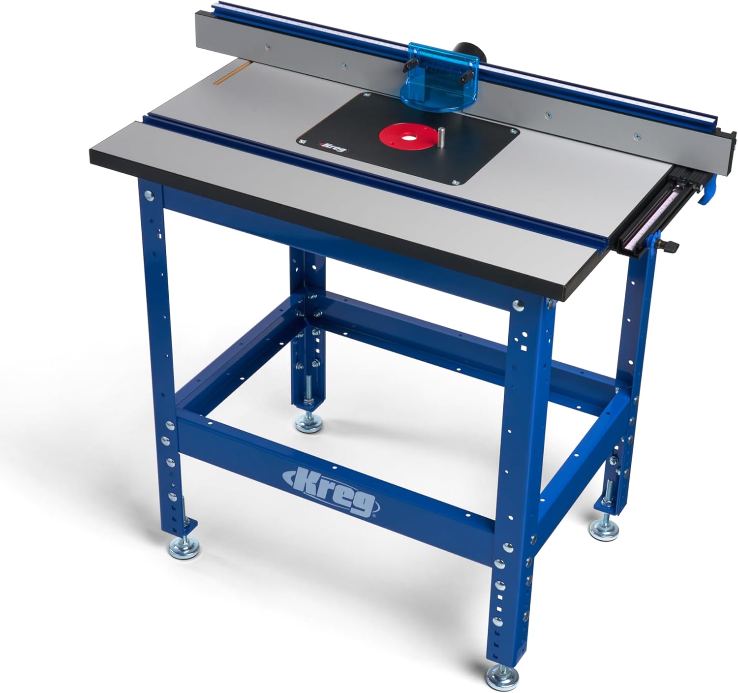 Kreg robuster Präzisions Frästischsystem PRS1045, bestehend aus Untergestell, Frästischplatte, Einlegeplatte und Fräsanschlag - höhenverstellbar