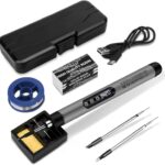KKMOL Akku Lötkolben Set, USB Wiederaufladbar Lötkolben mit LCD, Temperatur Einstellbare 330 ℃-420 ℃, 3 Lötspitzen, Lötdraht, Lötpaste, Professionelles Sicheres Komplettes Lötkolben-grau