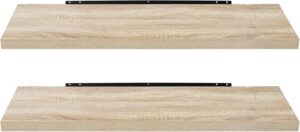 EUGAD Wandregal Wandboard 2er Set Hängeregal Holz Board Modern Sonoma Eiche 80x22,9x3,8cm 0046QJ-2
