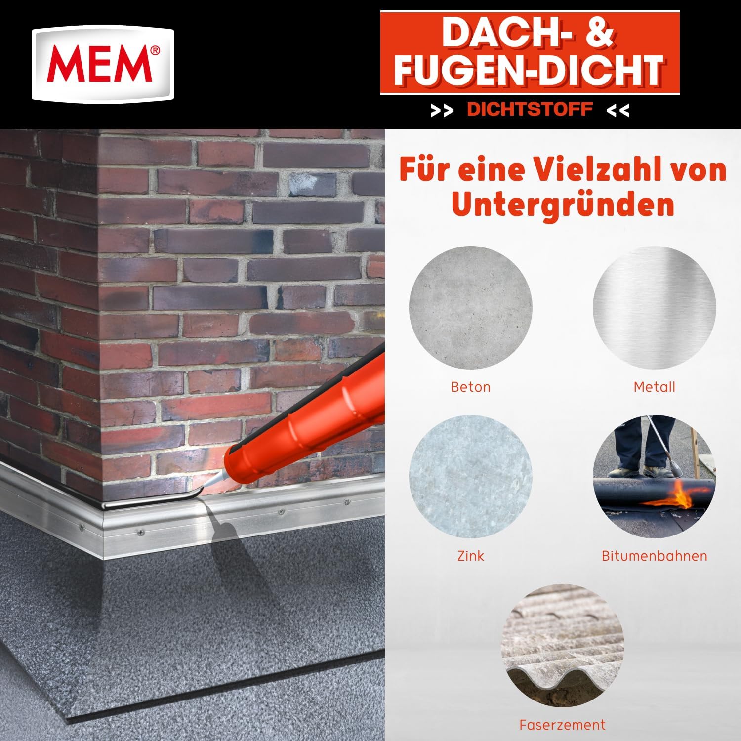 MEM Dach- und Fugendicht, Lösemittelfreie Bitumenmasse, Sehr gute Haftung auf vielen Untergründen, Schwarz, 300 g – Bild 5