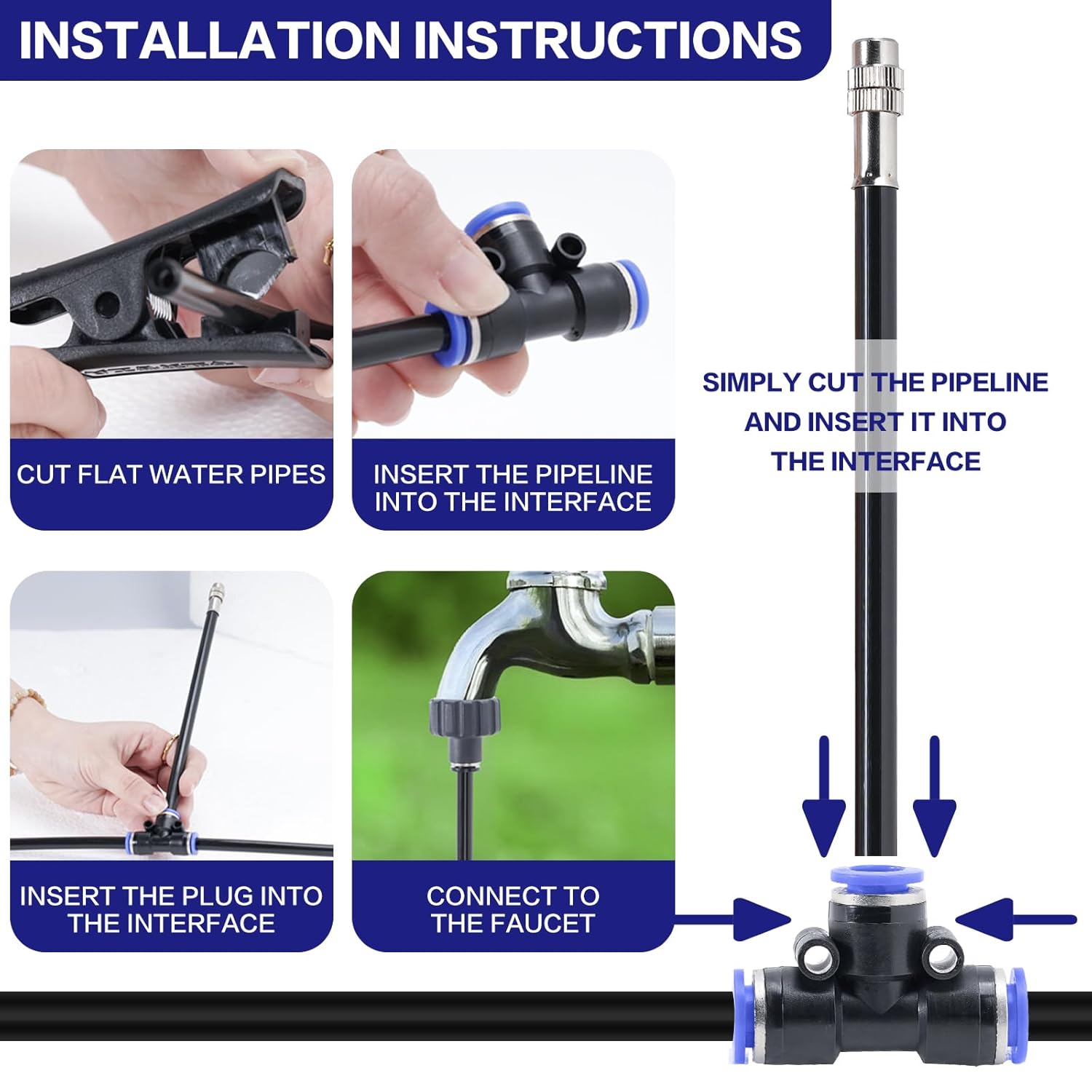 Tropfbewässerungssystem, Bewässerungssystem, Garten bewässerung 15M Gartenbewässerungssysteme 15 Directional Brass Spray Nozzles für Gewächshaus oder Außen-Vernebelungssysteme – Bild 2
