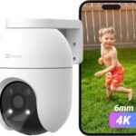 EZVIZ 4K PTZ Überwachungskamera Aussen WLAN, 2,4GHz WLAN Kamera Outdoor, Auto-Tracking, Personen-/Fahrzeugerkennung, Zwei-Wege-Audio, Farbnachtsicht, Wetterfest, C8c 8MP