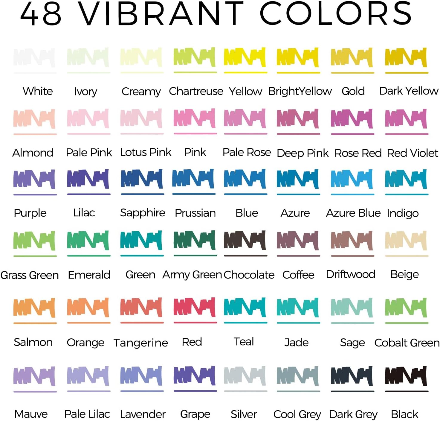 Artecho Acrylstifte 48 Farben, 0.5-5mm Wasserfester Dual Tip Marker (Pinsel und feine Spitze), mit doppelten Enden für Rock Painting, Glas, Papier, Holz, Ei, Leinwand, Keramik, Stoff, DIY Crafts – Bild 3