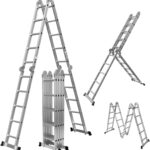 𝐂𝐑𝐀𝐅𝐓𝐅𝐔𝐋𝐋 Aluminium Mehrzweckleiter CF-104A | 𝟑 𝐉𝐀𝐇𝐑𝐄 𝐆𝐀𝐑𝐀𝐍𝐓𝐈𝐄 - 6in1 Multifunktionsleiter - 20 Sprossen - 576 cm Leiter - Gelenkleiter - Leitergerüst (Silber 4x5 Sprossen)