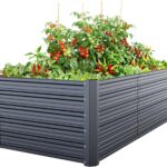 Ohuhu Metall Hochbeet Pflanzenbeet 180x90x60 cm, Hochbeete für Garten aus Robustes Stahlblech, Rostgeschützt & Stabil, Ideal für Garten Gemüse Kräuter Blumen Anthrazit