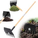 Rechenhacke aus Stahl mit 121,9 cm Holzgriff, Feuerhacke für Mehrzweck-Landschafts- und Forstwirtschaft, Rechen, Schaben, Roden und Stampfen