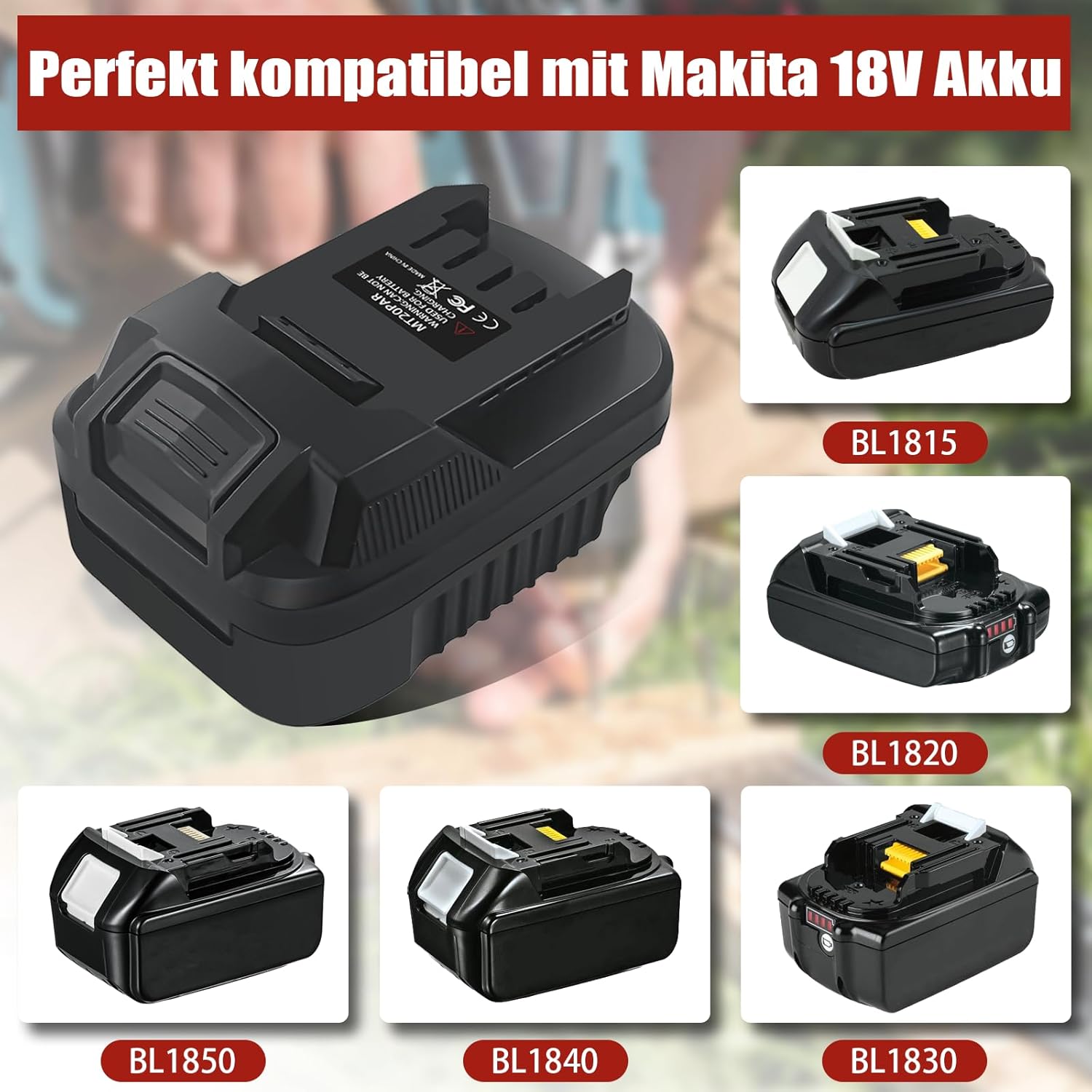 MT20PAR Akkuadapter für Makita auf Parkside, Konverter für Makita 18V Lithium-Akku auf für Parkside 20V XTeam Elektrowerkzeuge PAP20A1 B1 B3(Keine Batterie) – Bild 3