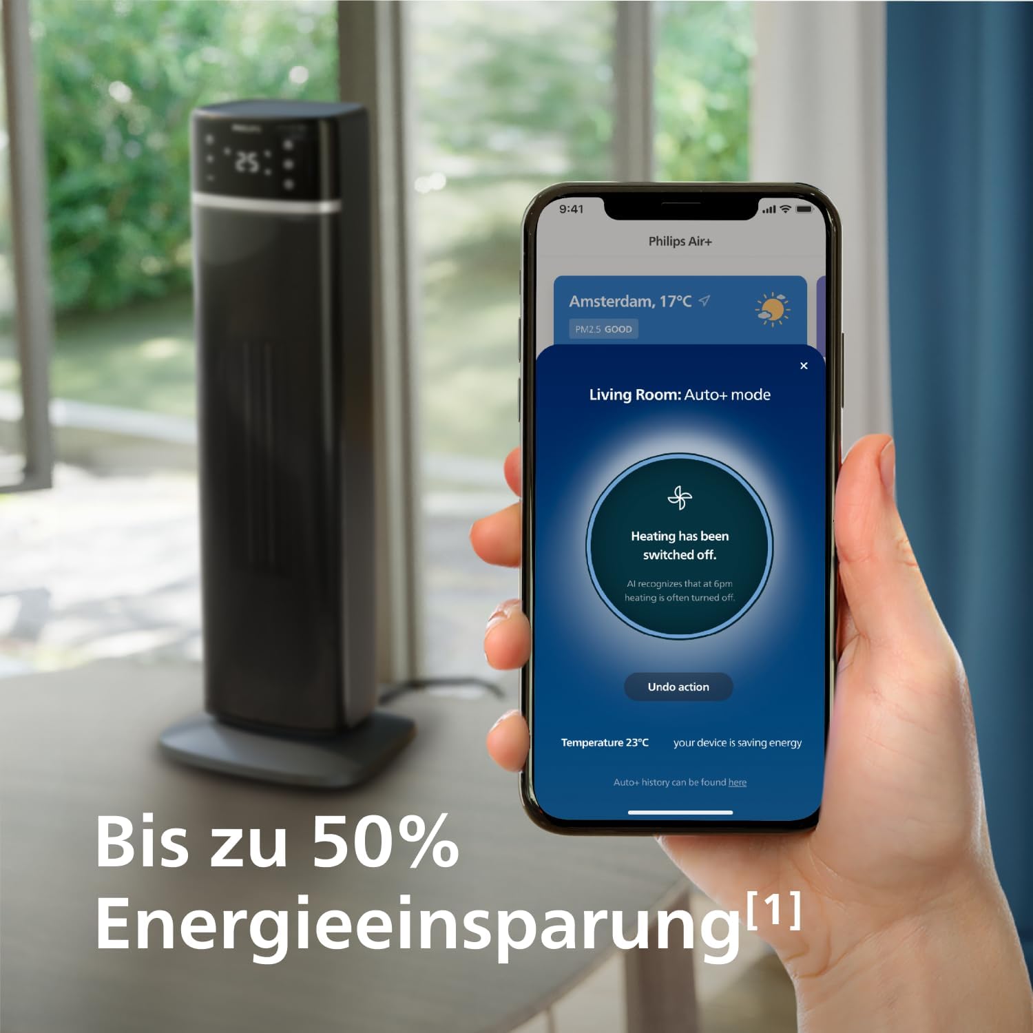 Philips 5000 Turmheizlüfter, 2000W, App-gesteuert, bis zu 50% Energieersparnis, Temp-Anzeige, 5 Sicherheitsfunktionen, 4 Modi, 60° Oszillation, leise, schwarz/grau (CX5120/11) – Bild 5