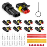 JRready ST6481-02-08 Wasserdichter Kfz Steckverbindersatz, 2 polig Stecker und Buchse, Kabel Steckverbinder Stecker für Auto LKW Anhänger Motorrad Marine Boot Verkabelung, 18-16AWG, 8 Sets