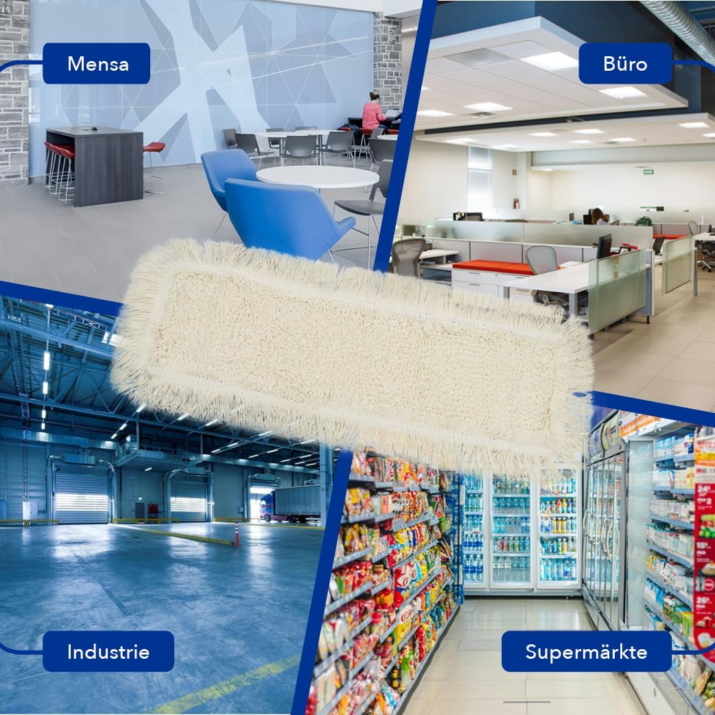 Baumwollmopp Wischbezug 50cm, weiß - Ersatzbezug für Bodenwischer - Wischmopp Bezug für alle gängigen Klapphalter - hohe Schmutzaufnahme - Trocken & Nass Reinigung (10x) – Bild 5