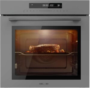 Cecotec Integrierter Backofen 60 cm Bolero Hexa SM406000 Glass Grey A+. 2900 W, 72 l, 12 Funktionen mit Steak Master, Pizza Master, Steam Assist, Steam EasyClean, Eco- und Defrost-Modus,