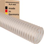 Absaugschlauch 0,4 mm transparent für Absauganlage Spiralschlauch schwer entflammbar Stahldrahteinlage Flexschlauch Made in Germany (150 mm | 5 m)