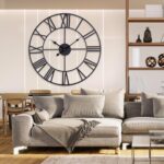 ACCSHINE Wanduhr Groß Ohne TickgeräUsche Lautlos 60cm Römische Ziffer Quarz Batterie Betriebene Wanduhr Einfach zu Lesen für Zimmer Zuhause KüChe Schlafzimmer Büro Schule