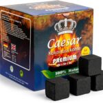 Caesar Shisha Kohle 1kg – 26mm Kokos Naturkohle Würfel (64 Stück) Premium Hookah Charcoal