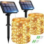 btfarm Solar Lichterkette Aussen, 2x15M 150 LED Solarlichterkette Außen Wetterfest 8 Modi IP65 Wasserdicht Kupferdraht Lichterkette Außen Solar Outdoor für Garten Terrasse Baum Hof Party (Warmweiß)