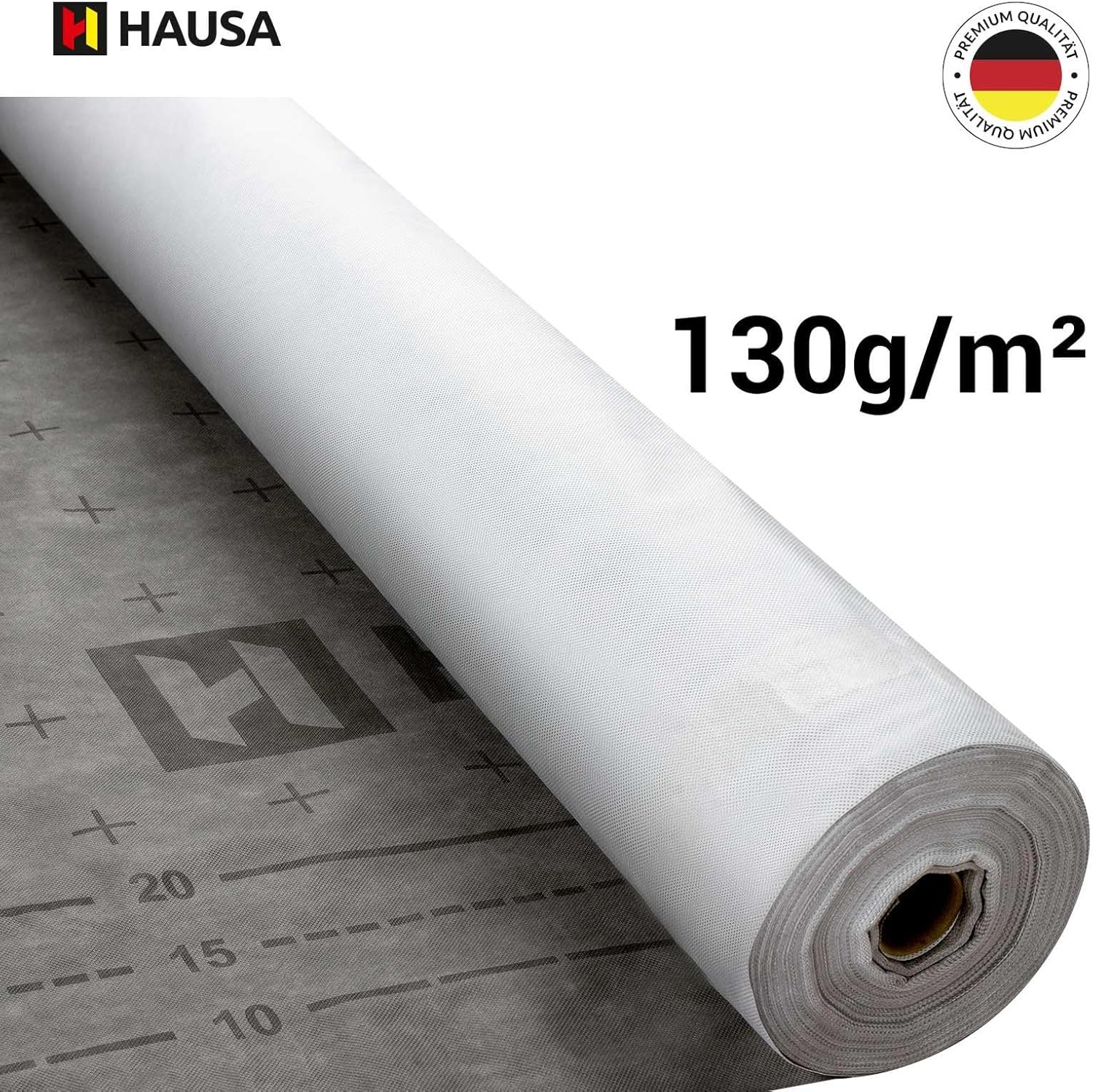HAUSA Unterspannbahn 130g/m² grau 75 m² (1,5mx50m) hochdiffusionsoffene wasserdichte Unterdeckbahn witterungs- alterungsbeständig reißfest Schalungsbahn Ultra HU130 mit 2 Selbstklebestreifen – Bild 5