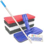 G.I.V. Handpadhalter mit Gelenk inkl. Alustiel 140 cm + Handpads - Reinigungszubehör für manuelle Grundreinigung - für Rand-, Ecken- und Kantenreinigung - Geeignet für alle Boden- und Oberflächen