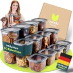 uandu Vorratsdosen mit Deckel luftdicht – 12er Vorratsbehälter Set BPA Frei, Aufbewahrungsdosen Küche für Müsli, Mehl & Zucker, Mit Etiketten