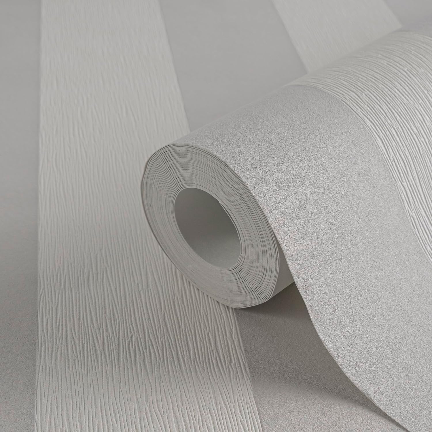 livingwalls Vliestapete 10,05 m x 0,53 m mit Blockstreifen - Streifentapete Grau, Weiß - 381012 – Bild 2