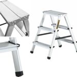 Drabest Aluminium Trittleiter Leiter beidseitig begehbar, 2x3 Stufen, 125kg