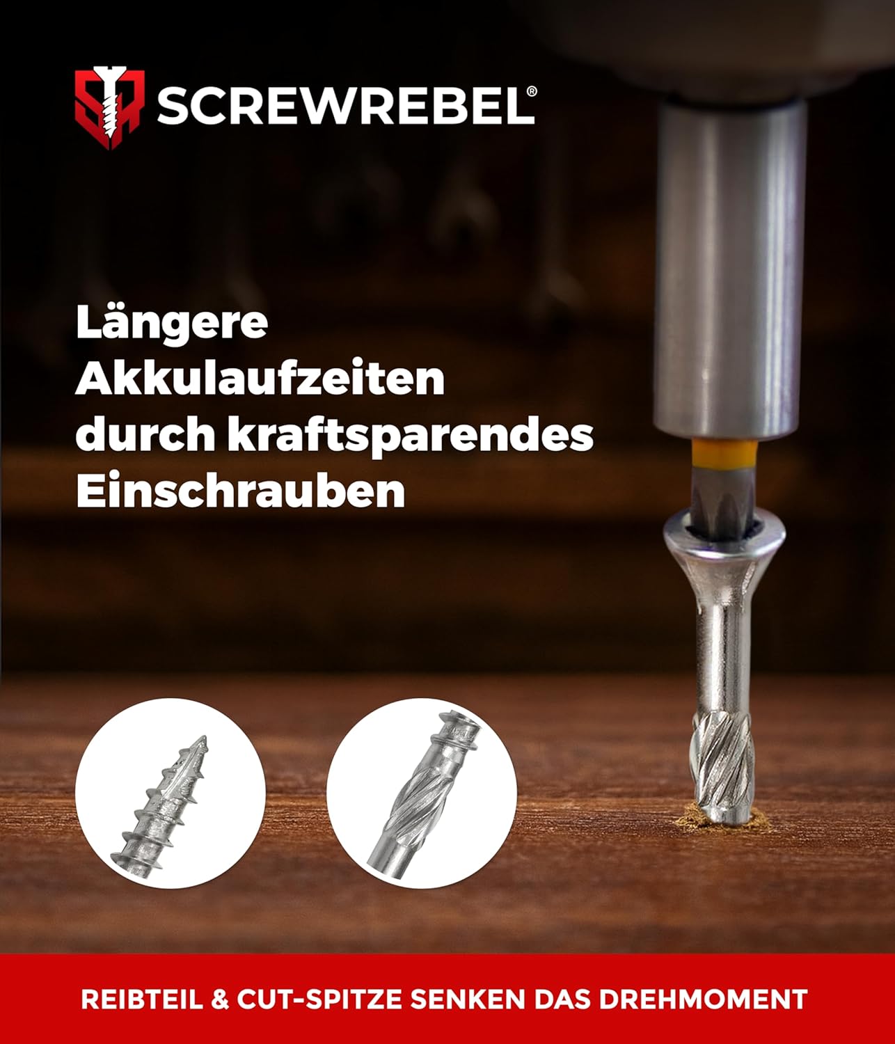 SCREW REBEL Terrassenschraube ST-FIX Edelstahl C1 5,0 x 50mm - 500 Stück inklusive S2-Bit, TX 25, Zier-Senkkopf, Schaftfräser, Sägezahn Gewindeschliff, Cutspitze, Dielenschraube gewachst – Bild 3
