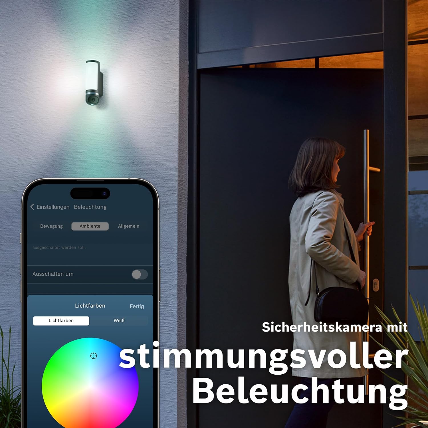 Bosch Smart Home Außenkamera II, Überwachungskamera Außen, 1080p Full-HD Auflösung mit integrierter Alarmsirene und Design-Leuchte, kompatibel mit Amazon Alexa, Silber – Bild 5