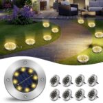 CNMTCCO Solar Bodenleuchten Aussen Garten,8 Stück 8 LED Solarleuchten Außenleuchte,Warmweiß 3000 K, IP 65 wasserdichte Solarleuchten für Garten,Rasen, Gehweg, Patio, Auffahrt
