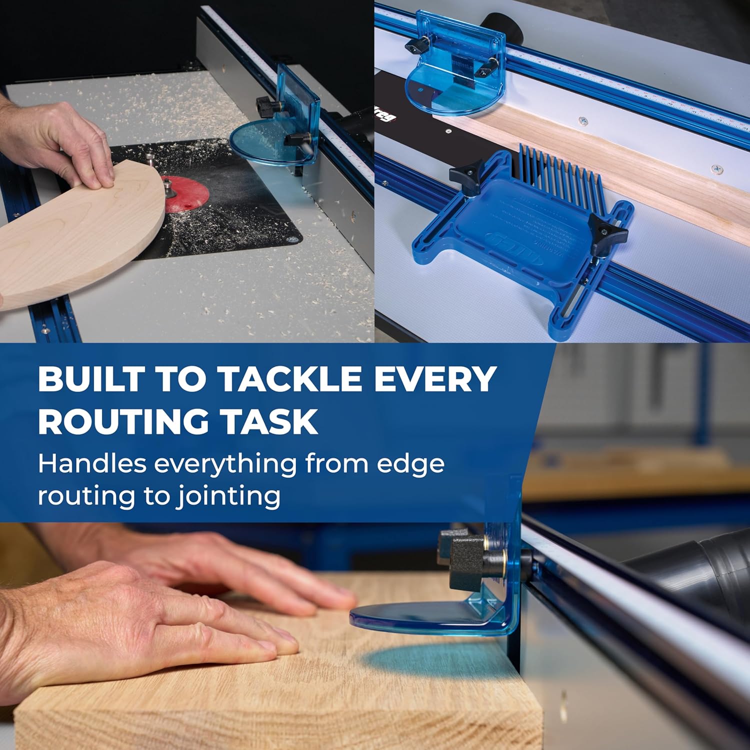 Kreg robuster Präzisions Frästischsystem PRS1045, bestehend aus Untergestell, Frästischplatte, Einlegeplatte und Fräsanschlag - höhenverstellbar – Bild 4