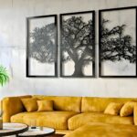 VAILLA ® Baum des Lebens Wanddeko, Wandbild aus Holz, Wand deko in Schwarz Gold, Home Wall Art Dekoration, Wandaufkleber 3D, Moderne Deko, Bilder für Zuhause Büro Schlafzimmer, Wohnzimmer (Baum 1)