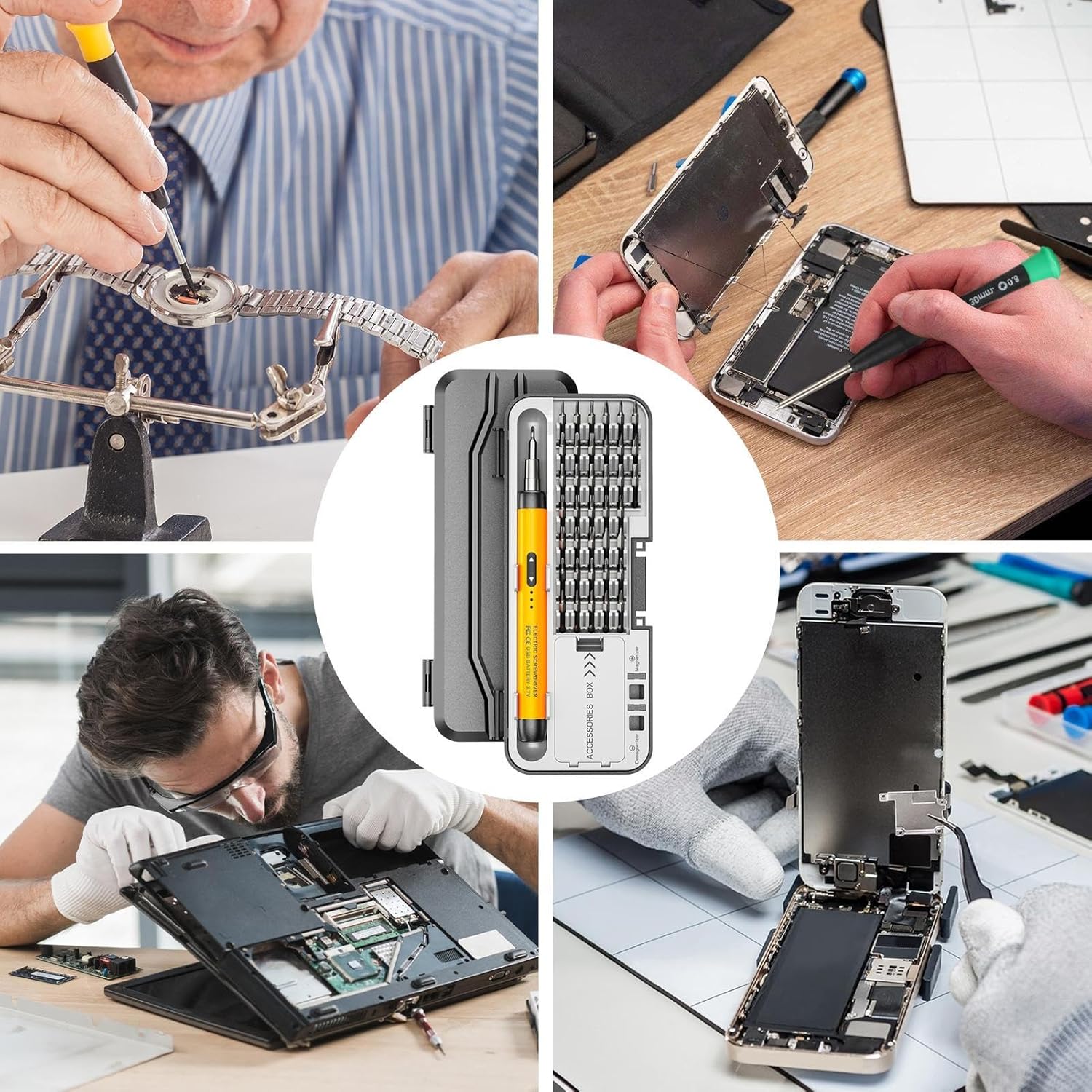 Elektrischer Schraubendreher – Präzisions-Elektro-Reparaturwerkzeug, tragbarer USB-betriebener Treiber | Multifunktionales Wartungs-Schraubendreher-Set für Heimgeräte-Befestigung – Bild 3
