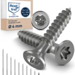 Holzschrauben Torx Schrauben 4x25 Edelstahl V2A rostfrei Spanplattenschrauben für Holz Teilgewinde 4mm stark 25mm lang 100 Stück Edelstahlschrauben Holz A2