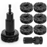 Radbolzen und Radnabenschleifer, Radnabenreiniger KFZ mit 6 Schleifscheiben & 1/2" Adapter, Nabenschleifer für Akkuschrauber zur schnellen Rostentfernung an der Radnabe für perfekten Räderwechsel