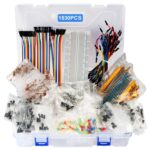 1530 Stück Elektronik Bauteile Kit 9 Arten mit Metallschichtwiderstand,kondensator,Diode,LED Leuchtdioden,Transistor,Dupont Wires,Jumperkabel und Steckbrett, Für UNO R3