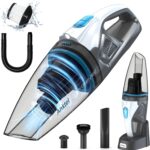 Handstaubsauger mit Ladestation& LED Beleuchtung -PowerClean 2400- Handstaubsauger Akku Kabellos Nass&Trocken Handsauger mit Waschbar HEPA-Filter Beutellos per Auto, Haus