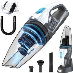 Handstaubsauger mit Ladestation& LED Beleuchtung -PowerClean 2400- Handstaubsauger Akku Kabellos Nass&Trocken Handsauger mit Waschbar HEPA-Filter Beutellos per Auto, Haus