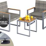 Casaria® Balkonmöbel Set Polyrattan Holz Akazie Wetterfest 2 Stühle Tisch Auflagen 160kg Belastbarkeit Verstellbar Terrasse Balkon Möbel Lounge Outdoor